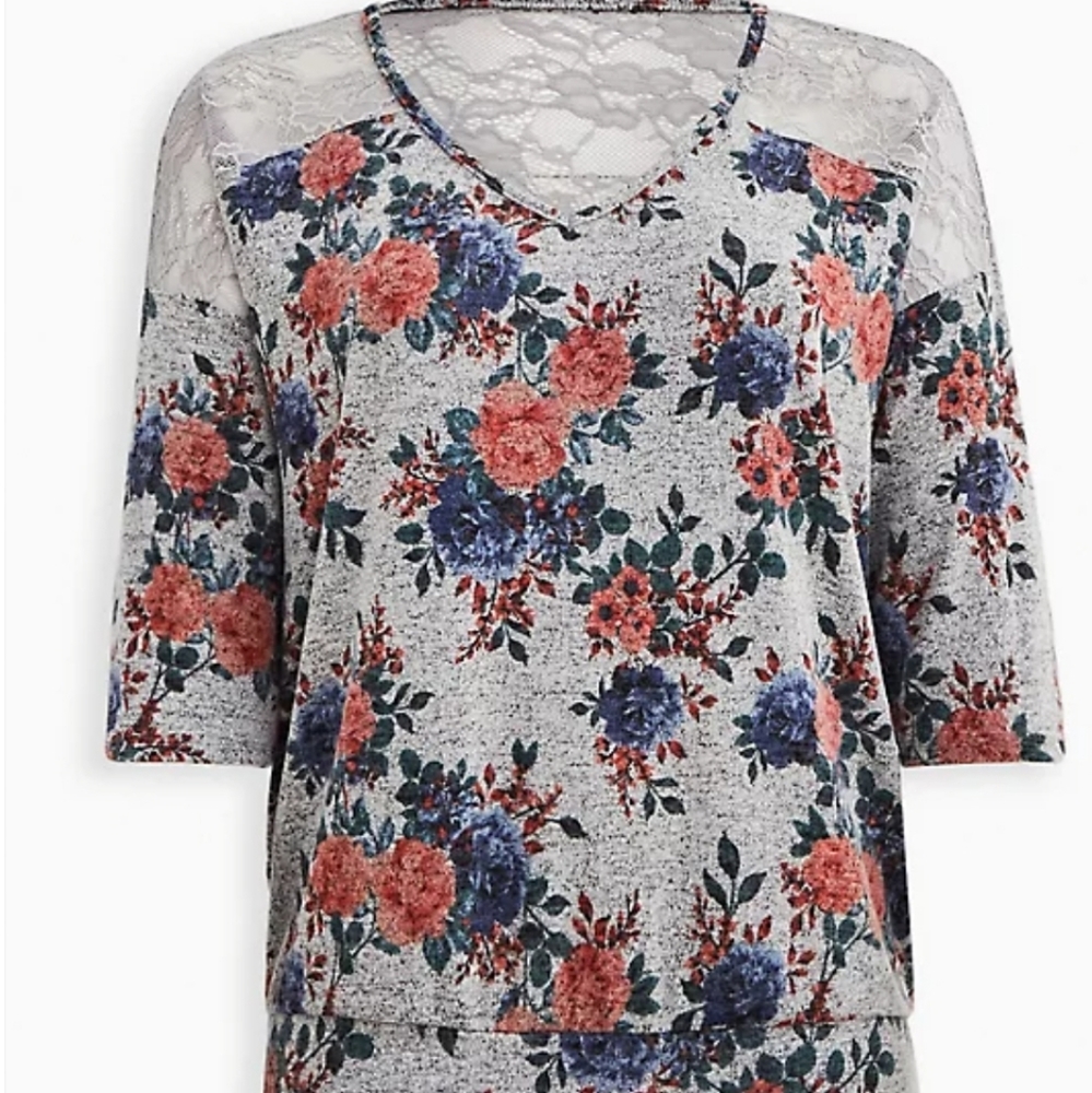 Torrid Floral Lace Dolman Sweater